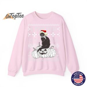 I Prefer Halloween Funny Christmas Cat Ugly Sweatshirt 05