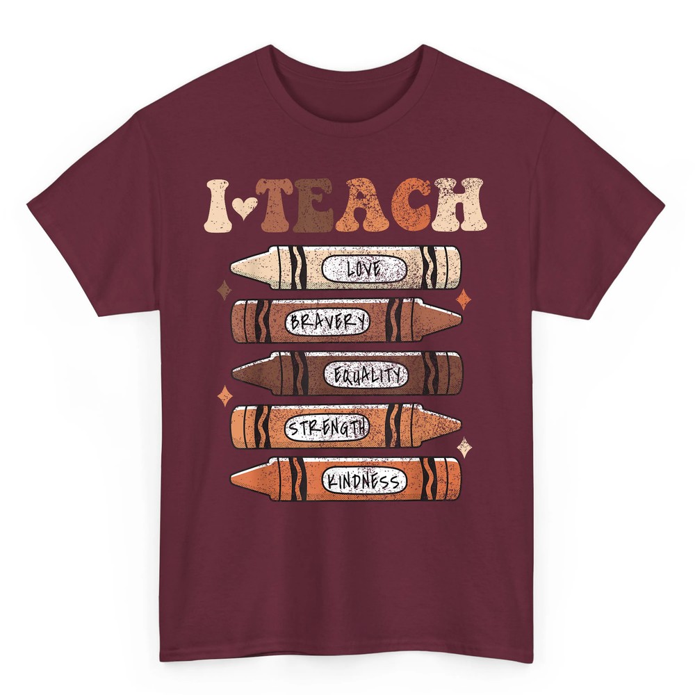 I Teach Black History Month Black Teacher Melanin Crayons T-Shirt I Teach Black History Month Black Teacher Melanin Crayons T-Shirt