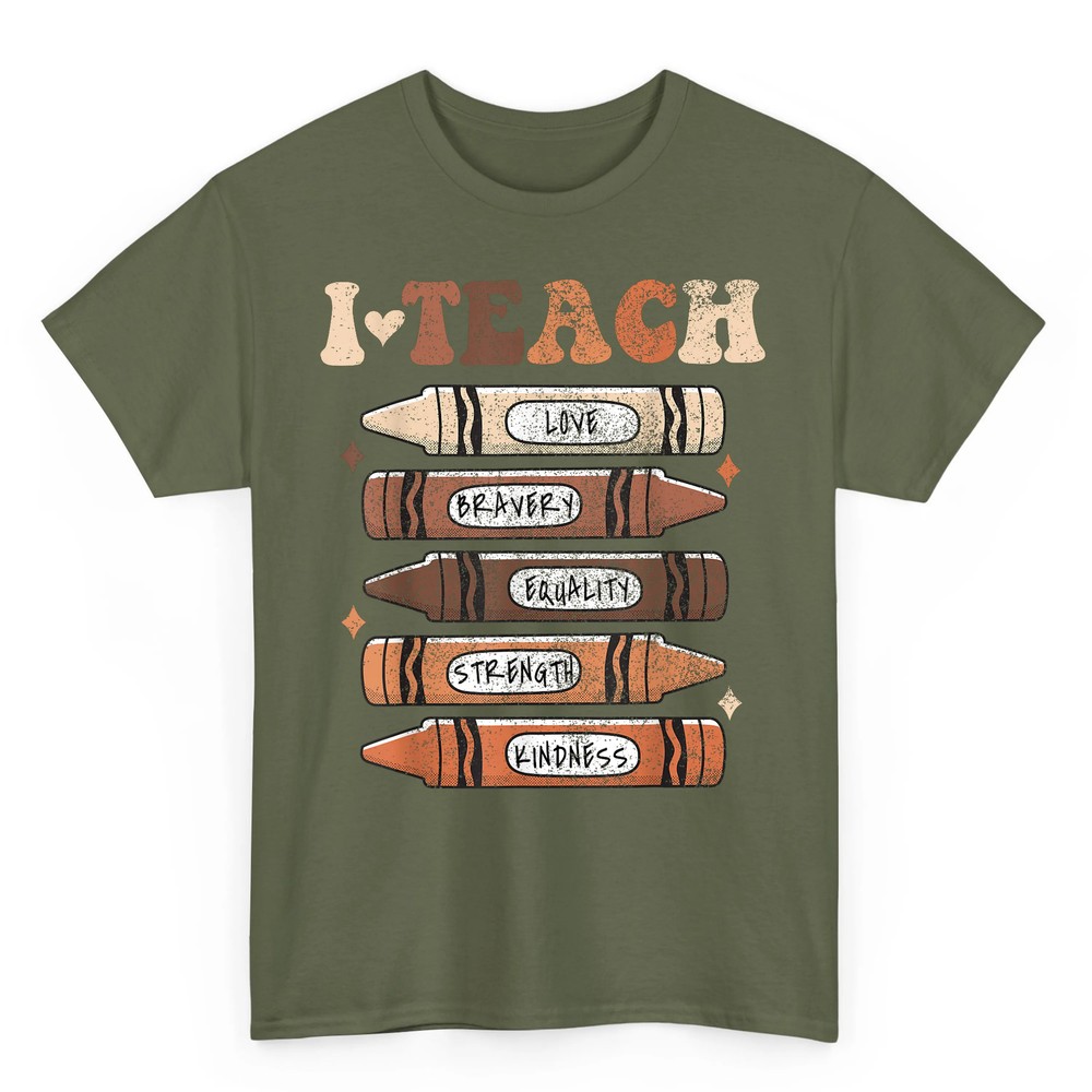 I Teach Black History Month Black Teacher Melanin Crayons T-Shirt I Teach Black History Month Black Teacher Melanin Crayons T-Shirt