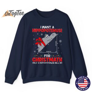 I Want a Hippopotenuse for Christmas Math teacher Sweatshirt 06