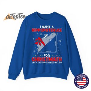 I Want a Hippopotenuse for Christmas Math teacher Sweatshirt 07