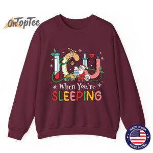 ICU When Youre Sleeping Funny ICU Nurse Christmas Sweatshirt 08