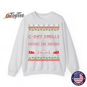 Jingle Bells C Diff Smells Funny Christmas Nurse Nursing Sweatshirt 02