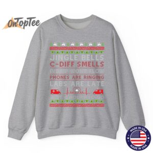 Jingle Bells C Diff Smells Funny Christmas Nurse Nursing Sweatshirt 03