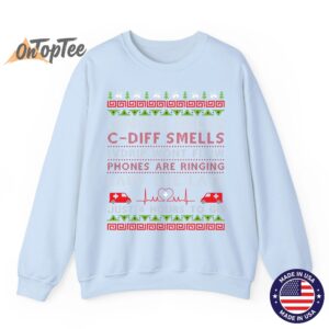 Jingle Bells C Diff Smells Funny Christmas Nurse Nursing Sweatshirt 04