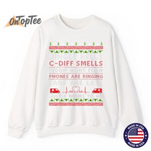 Jingle Bells C Diff Smells Funny Christmas Nurse Nursing Sweatshirt 11