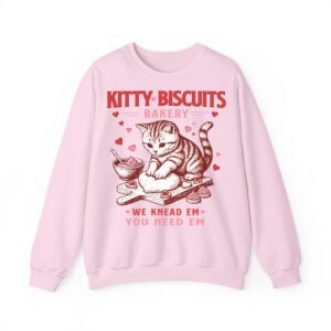 Kitty Biscuits Bakery Cat Lover Valentines Cat Baking Cookie Sweatshirt