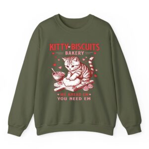 Kitty Biscuits Bakery Cat Lover Valentines Cat Baking Cookie Sweatshirt 03