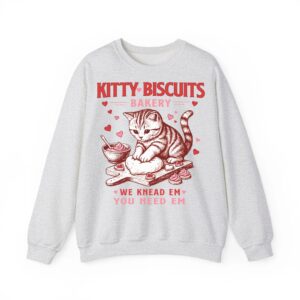 Kitty Biscuits Bakery Cat Lover Valentines Cat Baking Cookie Sweatshirt 04