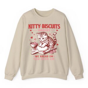 Kitty Biscuits Bakery Cat Lover Valentines Cat Baking Cookie Sweatshirt 05
