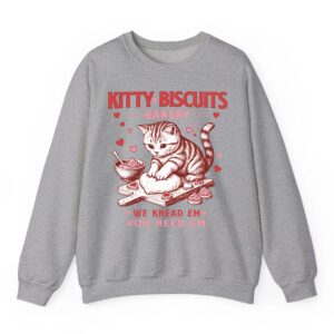 Kitty Biscuits Bakery Cat Lover Valentines Cat Baking Cookie Sweatshirt 06