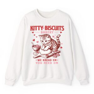 Kitty Biscuits Bakery Cat Lover Valentines Cat Baking Cookie Sweatshirt 07