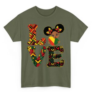 LOVE Black History Month Strong African Kids Girls T Shirt 05