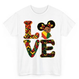LOVE Black History Month Strong African Kids Girls T Shirt 07