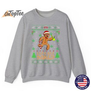 Lets Get Baked Weed Gingerbread Man Ugly Christmas Sweatshirt 03