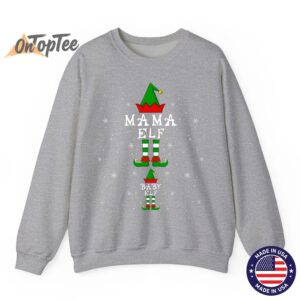 Mama Elf Baby Elf Pregnancy Announcement Christmas Sweatshirt 03