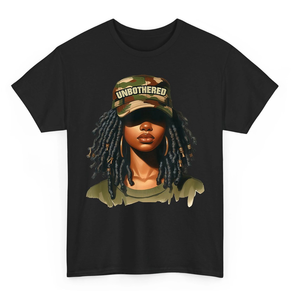 Melanin Unbothered Black Woman Locs Camo Black History Month T-Shirt Melanin Unbothered Black Woman Locs Camo Black History Month T-Shirt