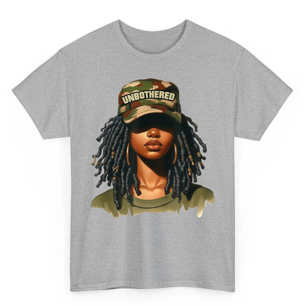 Melanin Unbothered Black Woman Locs Camo Black History Month T-Shirt Melanin Unbothered Black Woman Locs Camo Black History Month T-Shirt