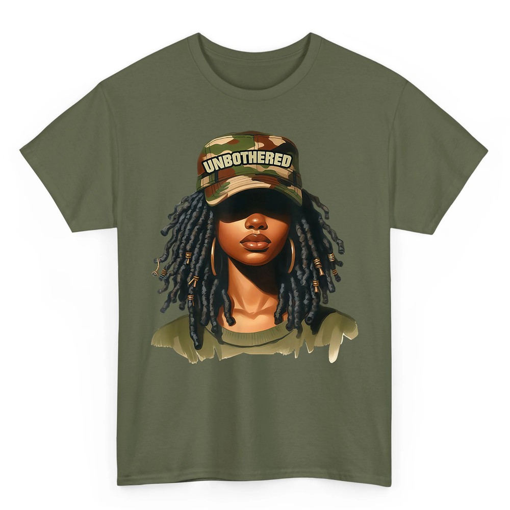 Melanin Unbothered Black Woman Locs Camo Black History Month T-Shirt Melanin Unbothered Black Woman Locs Camo Black History Month T-Shirt
