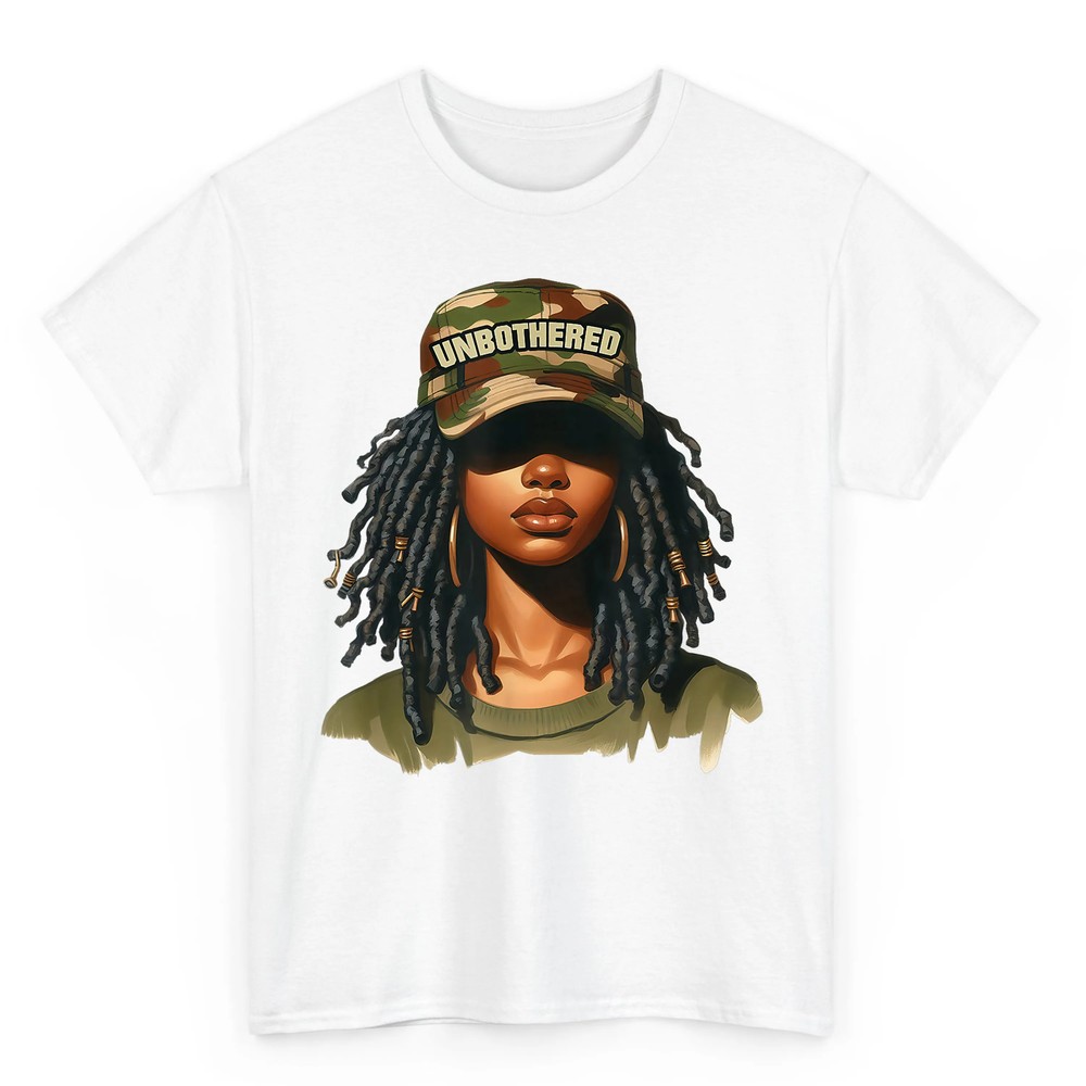 Melanin Unbothered Black Woman Locs Camo Black History Month T-Shirt Melanin Unbothered Black Woman Locs Camo Black History Month T-Shirt