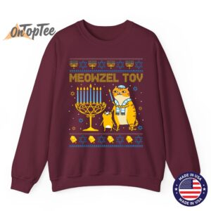 Meowzel Tov Ugly Hanukkah Cat Menorah Sweatshirt 04