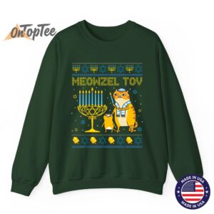 Meowzel Tov Ugly Hanukkah Cat Menorah Sweatshirt 05