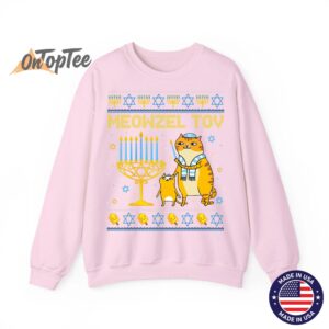 Meowzel Tov Ugly Hanukkah Cat Menorah Sweatshirt 07