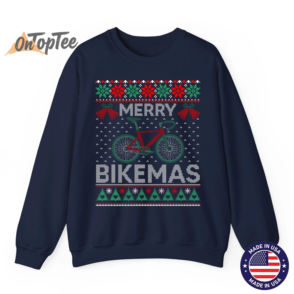 Merry Bikemas Ugly Christmas Cycling Sweatshirt Merry Bikemas Ugly Christmas Cycling Sweatshirt