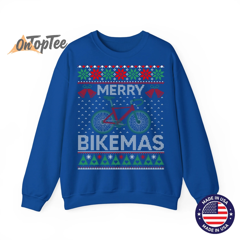 Merry Bikemas Ugly Christmas Cycling Sweatshirt Merry Bikemas Ugly Christmas Cycling Sweatshirt