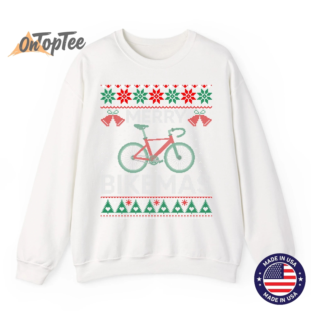 Merry Bikemas Ugly Christmas Cycling Sweatshirt Merry Bikemas Ugly Christmas Cycling Sweatshirt