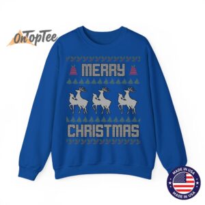 Merry Christmas Deers Humping Funny Holiday Reindeer Sweatshirt 07