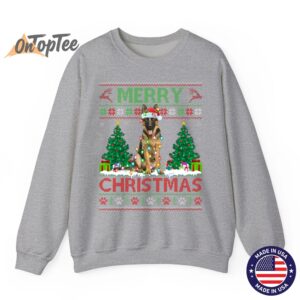 Merry Christmas Lighting Ugly German Shepherd Sweatshirt 03