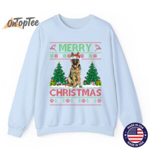 Merry Christmas Lighting Ugly German Shepherd Sweatshirt 04
