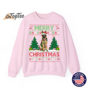 Merry Christmas Lighting Ugly German Shepherd Sweatshirt 05