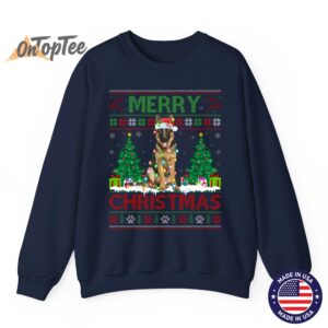 Merry Christmas Lighting Ugly German Shepherd Sweatshirt 06