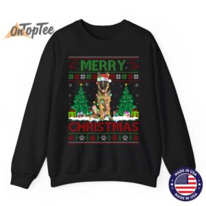 Merry Christmas Lighting Ugly German Shepherd Sweatshirt 07