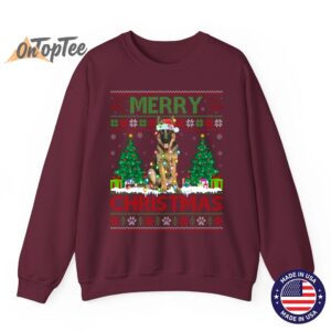 Merry Christmas Lighting Ugly German Shepherd Sweatshirt 08