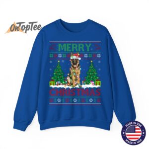 Merry Christmas Lighting Ugly German Shepherd Sweatshirt 10