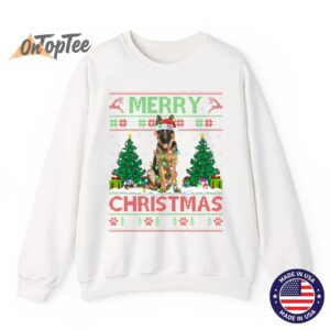 Merry Christmas Lighting Ugly German Shepherd Sweatshirt 11