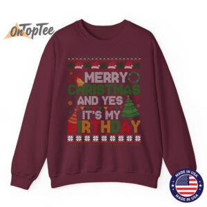 Merry Christmas Yes Its My Birthday Ugly Xmas Sweatshirt 08