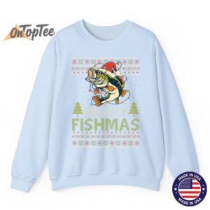 Merry Fishmas Fishing Ugly Christmas Large Mouth Bass Sweatshirt 04