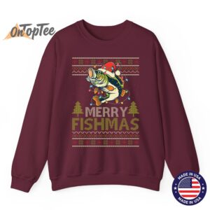 Merry Fishmas Fishing Ugly Christmas Large Mouth Bass Sweatshirt 08