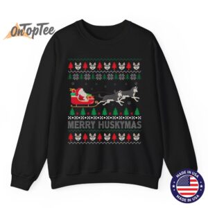 Merry Huskymas Siberian Husky Dogs Ugly Christmas Sweatshirt 08
