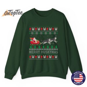 Merry Huskymas Siberian Husky Dogs Ugly Christmas Sweatshirt 09