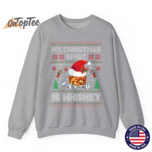 My Christmas Spirit Is Whiskey Ugly Pajamas Sweatshirt 03