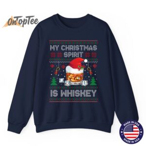 My Christmas Spirit Is Whiskey Ugly Pajamas Sweatshirt 06