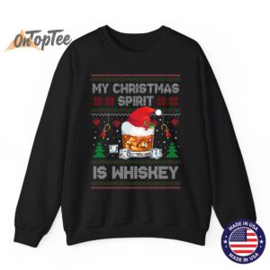 My Christmas Spirit Is Whiskey Ugly Pajamas Sweatshirt 07