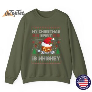 My Christmas Spirit Is Whiskey Ugly Pajamas Sweatshirt 09