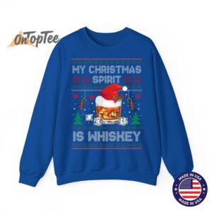 My Christmas Spirit Is Whiskey Ugly Pajamas Sweatshirt 10