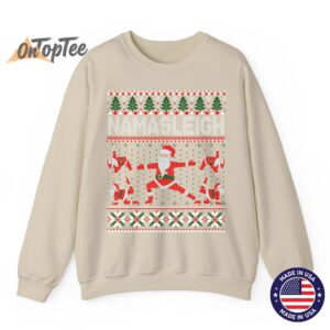 NAMASLEIGH Ugly Christmas Meme Santa Claus Yoga Sweatshirt